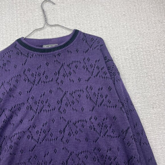 Vintage Serge Saint Yves Psychedelic Knit Sweater Retro Purple / Black Mens XL - Picture 3 of 16